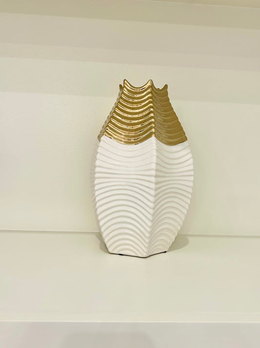 Ceramic White & Gold Vase