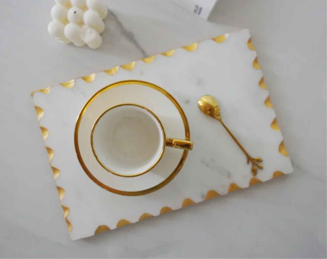 Gold Edged Marble Tray