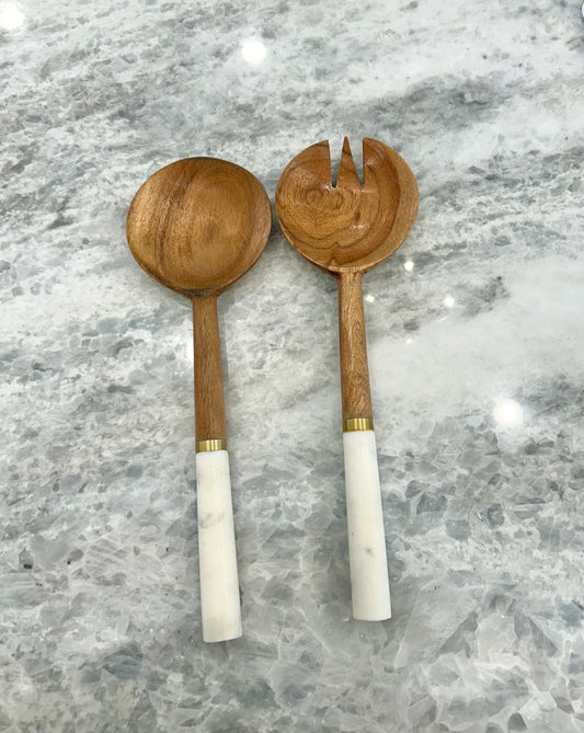 Marble and Wood Serving Spoon