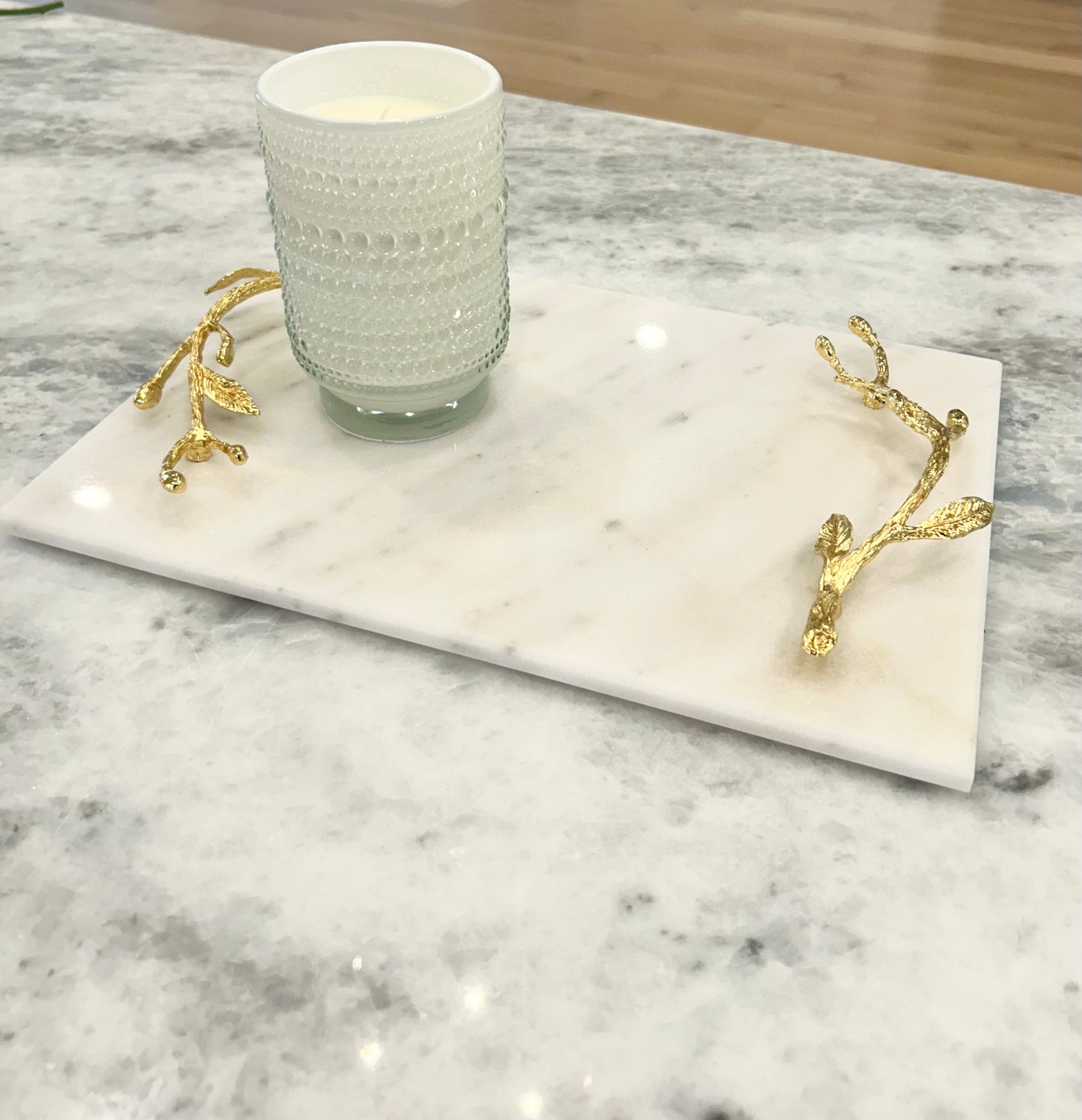 Marble Tray With Gold Handle