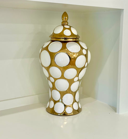 Gold and White Ginger Jar