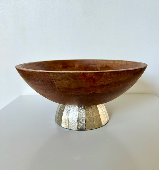 Wood Bowl With Gold Stand