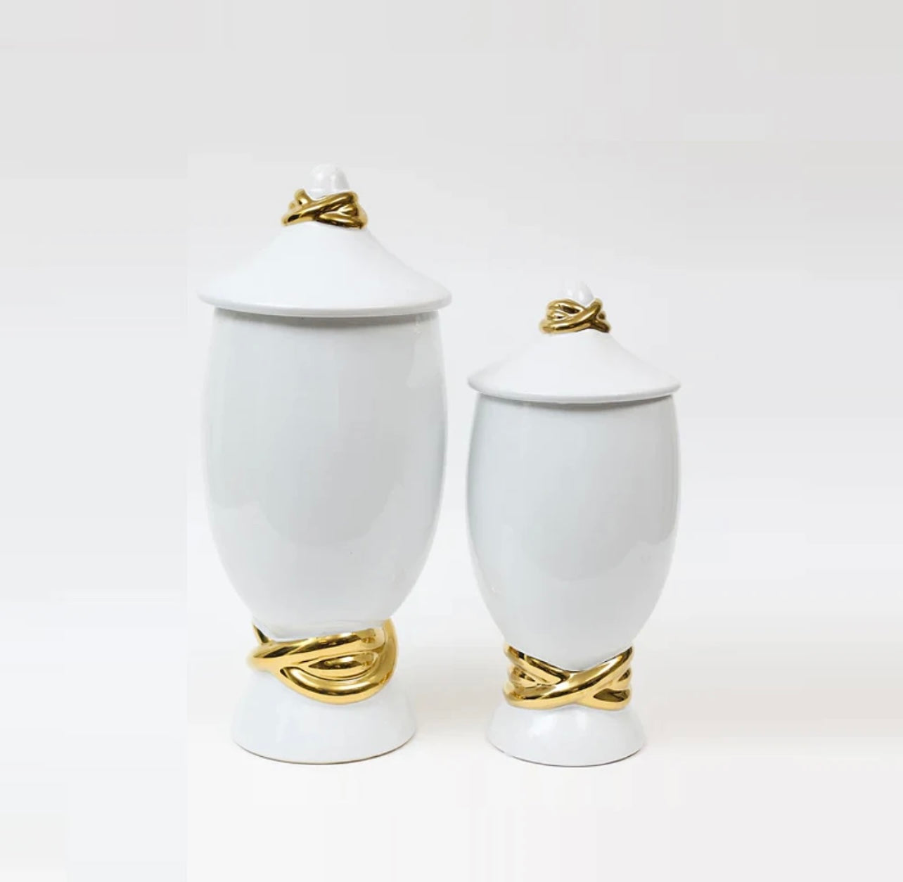 White Ginger Jar With Gold Details