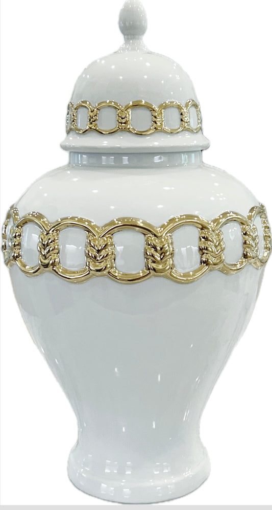 Ginger Jar With Gold Chain Details